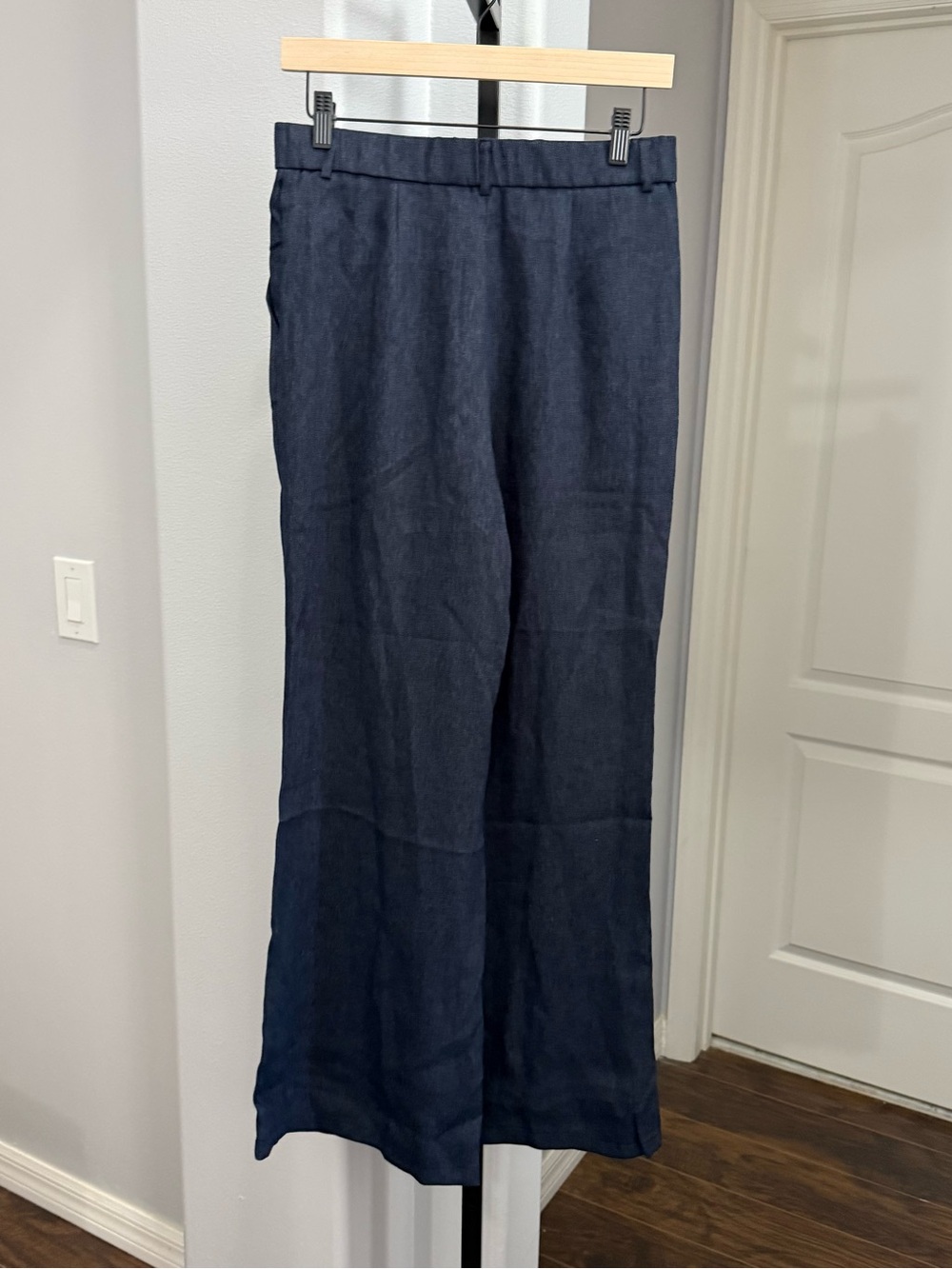 New OGL Viscose-Linen Weave European Linen Mid Rise Flared Pant with Pockets M - Picture 6 of 6